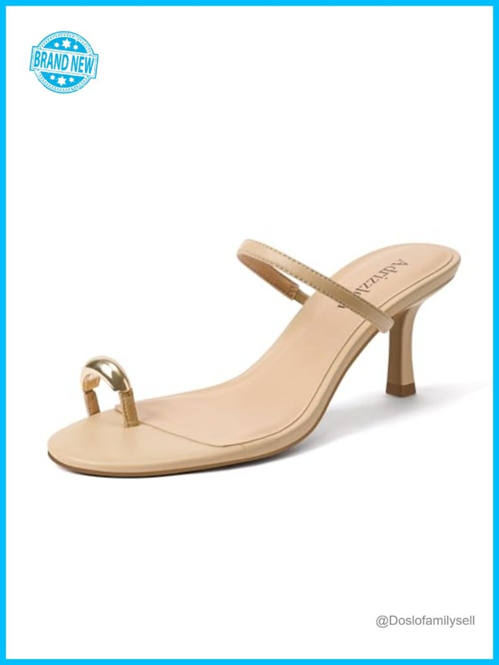 Kitten Heel Metallic Toe Ring Strappy Heeled Sandals Slip On Open Toe